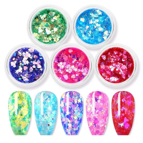 1 box mixed color nail sequins reflective star heart round 3d flakes slices nail glitter diy nail art de jllatz, Silver;gold
1 box mixed color nail sequins reflective star heart round 3d flakes slices nail glitter diy nail art de jllatz, Silver;gold