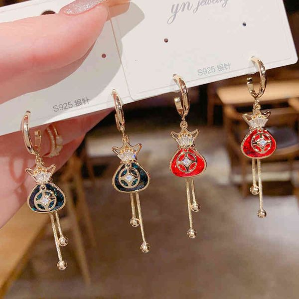 charms earrings red purse tassel advanced atmosphere chinese style coin blessing bag fortune seeking s925 silver needle female, Golden
charms earrings red purse tassel advanced atmosphere chinese style coin blessing bag fortune seeking s925 silver needle female, Golden