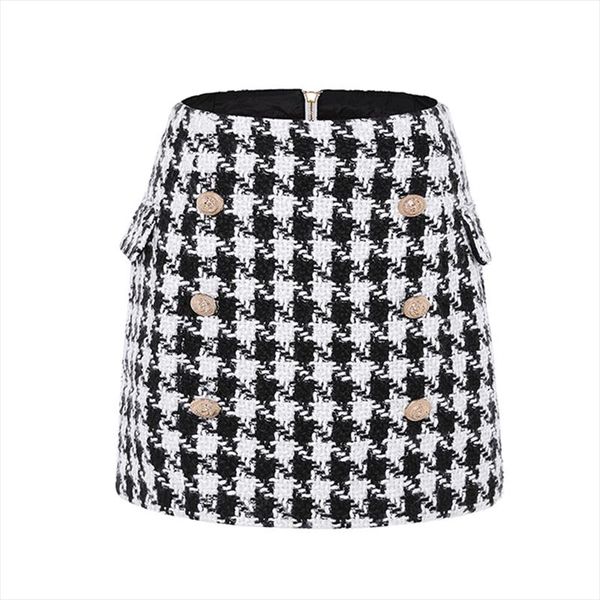 new fashion runway 2020 designer skirt womens metal lion buttons embellished houndstooth tweed mini skirt drop shipping, Black
new fashion runway 2020 designer skirt womens metal lion buttons embellished houndstooth tweed mini skirt drop shipping, Black