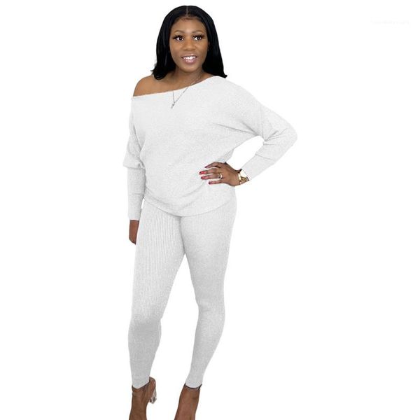 two piece sets slash neck ladies tracksuits soild color womens two piece pants slim sports designer, White
two piece sets slash neck ladies tracksuits soild color womens two piece pants slim sports designer, White