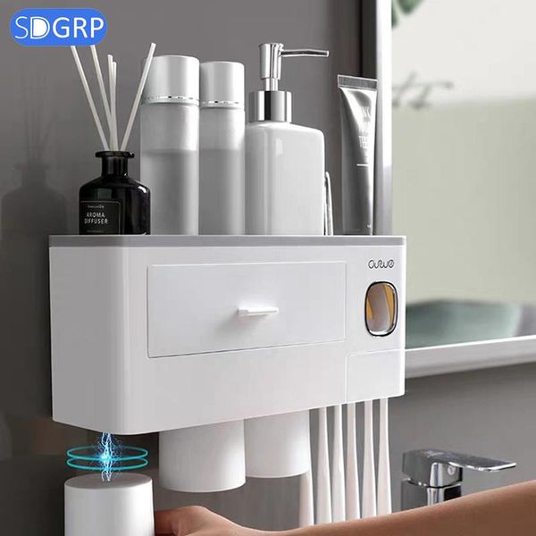 bath accessory set bathroom wall mount toothbrush holder magnetic inverted toothpaste dispenser makeup storage rack accessories
bath accessory set bathroom wall mount toothbrush holder magnetic inverted toothpaste dispenser makeup storage rack accessories