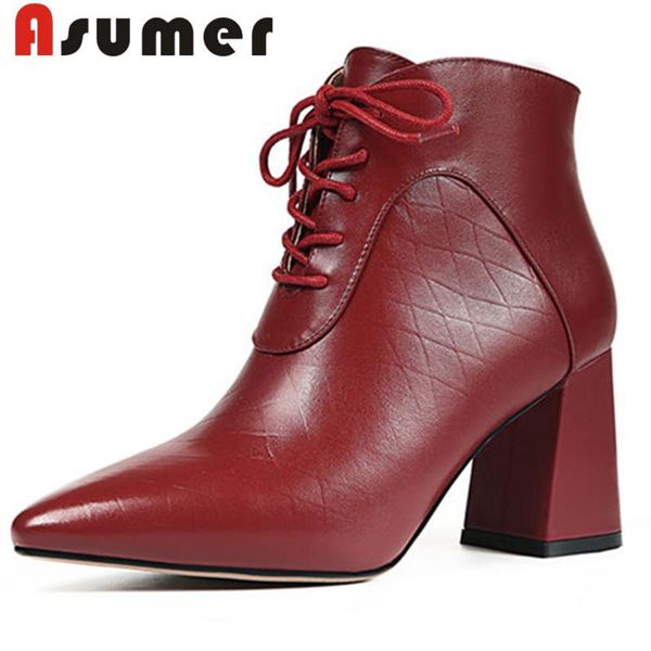 asumer new 2020 pointed toe ankle boots for women solid zip high heels boots thick heels cross tied genuine leather, Black
asumer new 2020 pointed toe ankle boots for women solid zip high heels boots thick heels cross tied genuine leather, Black