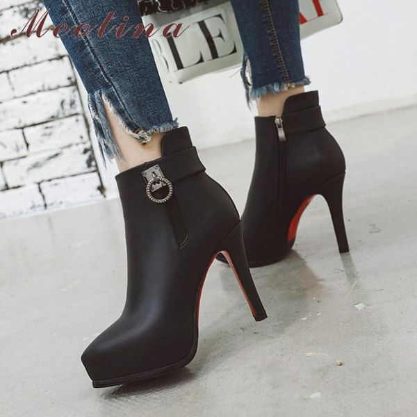 meotina women boots winter ankle boots crystal platform thin heels short zipper super high heel shoes lady fall size 33-43, Black
meotina women boots winter ankle boots crystal platform thin heels short zipper super high heel shoes lady fall size 33-43, Black