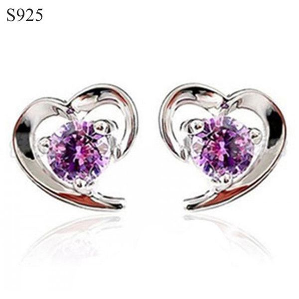 stud genuine real pure solid 925 sterling silver earrings for women fine jewelry clear purple cubic zircon heart female, Golden;silver
stud genuine real pure solid 925 sterling silver earrings for women fine jewelry clear purple cubic zircon heart female, Golden;silver