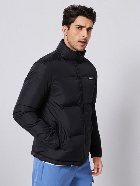 men letter patch detail puffer coat n3jy#, Black;brown