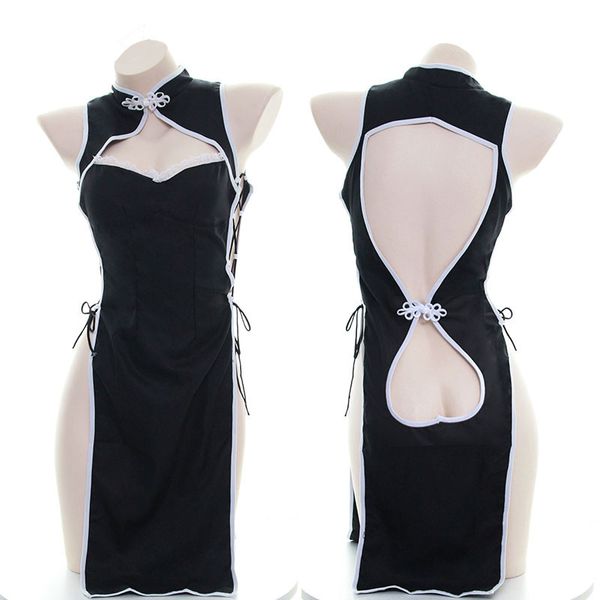 bandage mini chinese traditional dress cheongsam lingerie dressed boat and uniform trajes women, Black;white
bandage mini chinese traditional dress cheongsam lingerie dressed boat and uniform trajes women, Black;white