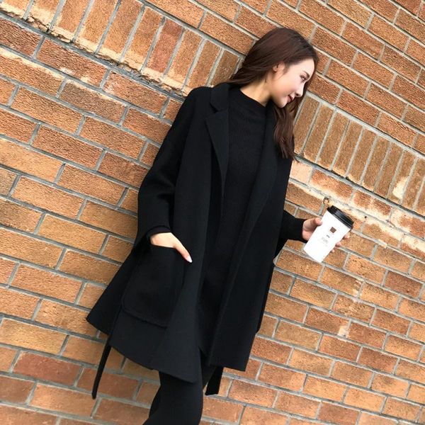 women's wool & blends 2021 winter ladies coat elegant women overcoat casual fashion warm slim solid color female outerwear, Black
women's wool & blends 2021 winter ladies coat elegant women overcoat casual fashion warm slim solid color female outerwear, Black