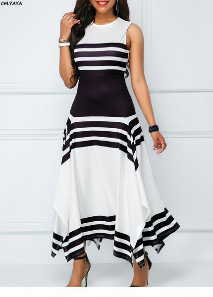 new women sleeve less o-neck black white stripes irregular hem a-line long maxi dress fashion casual vestidos 2 colors gla6077, Black;gray
new women sleeve less o-neck black white stripes irregular hem a-line long maxi dress fashion casual vestidos 2 colors gla6077, Black;gray
