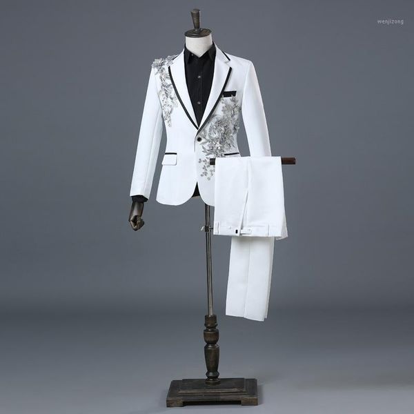 men's suits & blazers mens white floral sequin 2 pieces (jackets+pants) slim fit one button wedding groom tuxedo suit male costume mari, White;black
men's suits & blazers mens white floral sequin 2 pieces (jackets+pants) slim fit one button wedding groom tuxedo suit male costume mari, White;black