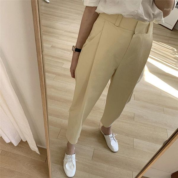 alien kitty khaki women streetwear high waist 2020 vintage solid straight chic loose retro large size ankle length trousers1, Black;white 
alien kitty khaki women streetwear high waist 2020 vintage solid straight chic loose retro large size ankle length trousers1, Black;white