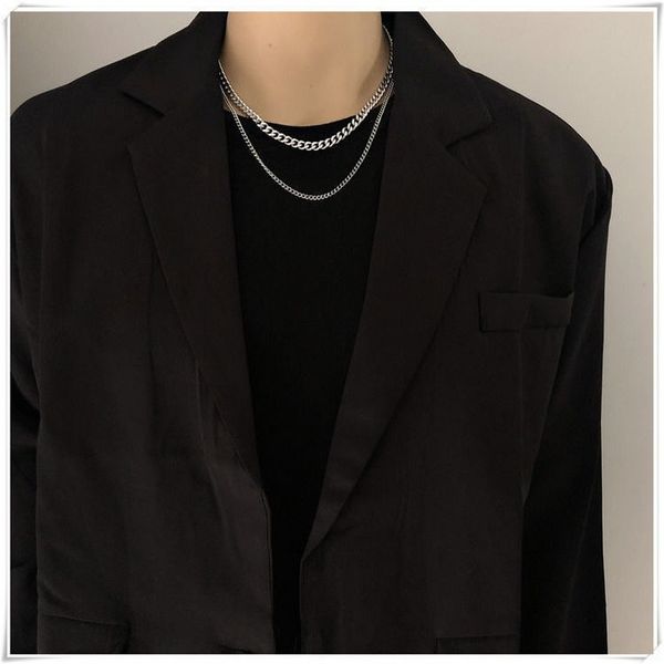 hiphop street rap titanium steel double necklaces fashion men and women cool style simple decorative accessories chain does not fade, Silver
hiphop street rap titanium steel double necklaces fashion men and women cool style simple decorative accessories chain does not fade, Silver