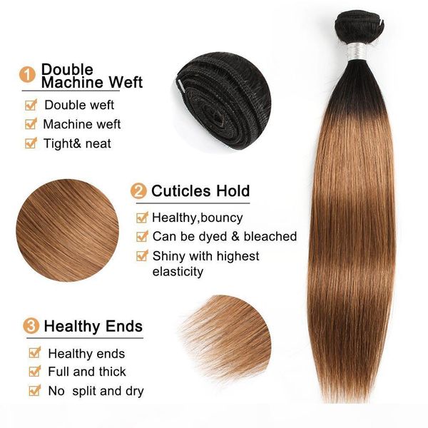 brazilian virgin straight hair weave bundles ombre brown color 1b 30 two tone 1 bundle 10-24 inch peruvian remy human hair extensions, Black 
brazilian virgin straight hair weave bundles ombre brown color 1b 30 two tone 1 bundle 10-24 inch peruvian remy human hair extensions, Black