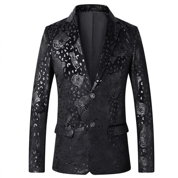 men's suit autumn and winter urban slim fit black fashion leisure animal print youth blazer, White;black
men's suit autumn and winter urban slim fit black fashion leisure animal print youth blazer, White;black