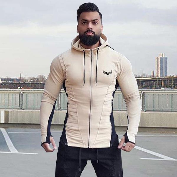 men's hoodies tracksuit drawstring hooded sweatshirt long sleeve zip slim coat zip pocket autumn male jacket, Black
men's hoodies tracksuit drawstring hooded sweatshirt long sleeve zip slim coat zip pocket autumn male jacket, Black
