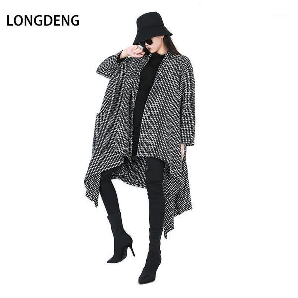 women's trench coats longdeng 2021 spring winter casual knitting plaid irregular long sleeve windbreaker women large size coat 66031, Tan;black
women's trench coats longdeng 2021 spring winter casual knitting plaid irregular long sleeve windbreaker women large size coat 66031, Tan;black