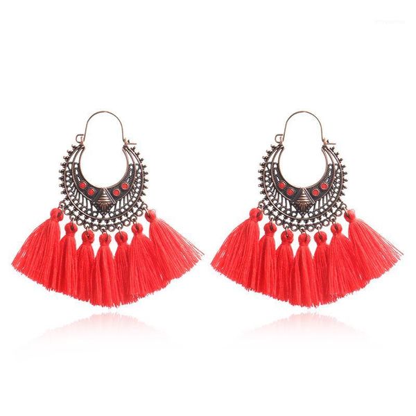 

bohemian vintage hollow long tassel earrings fashion jewelry women 2020 new big fringed statement hoop earrings gift1, Golden