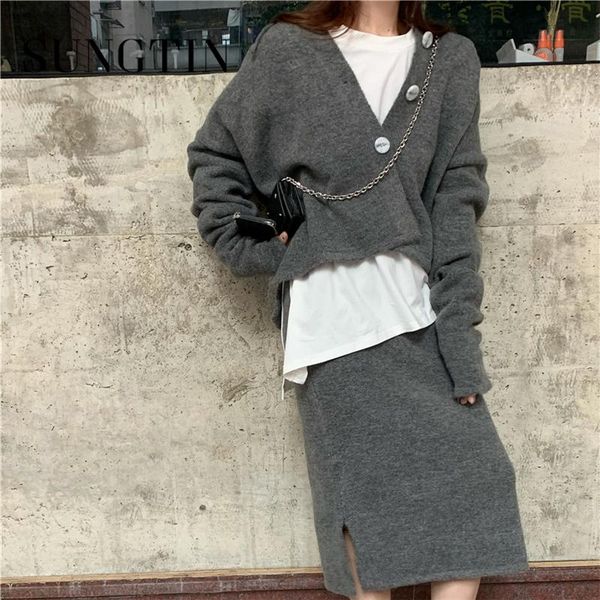 women's tracksuits sungtin two piece set women solid sweater cardigan hooded and skirt casual loose female knitted chic, Gray
women's tracksuits sungtin two piece set women solid sweater cardigan hooded and skirt casual loose female knitted chic, Gray