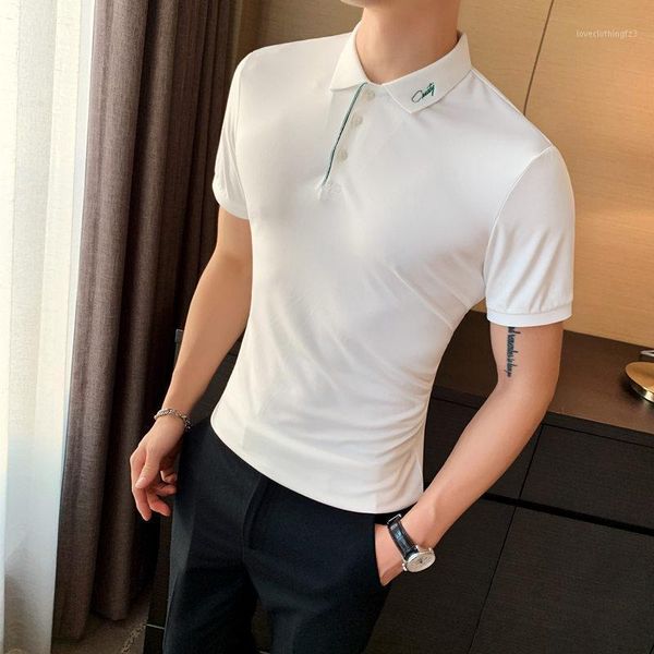 men's polos 2021 summer short sleeve shirt men streetwear fashion embroidery collar slim fit men's casual homme black/white1, White;black
men's polos 2021 summer short sleeve shirt men streetwear fashion embroidery collar slim fit men's casual homme black/white1, White;black