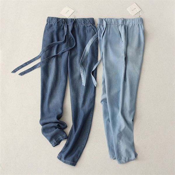 summer pants thin denim trousers women lace up elastic waist casual jeans harem pants plus size loose pants pantalon femme lj201029, Black;white
summer pants thin denim trousers women lace up elastic waist casual jeans harem pants plus size loose pants pantalon femme lj201029, Black;white