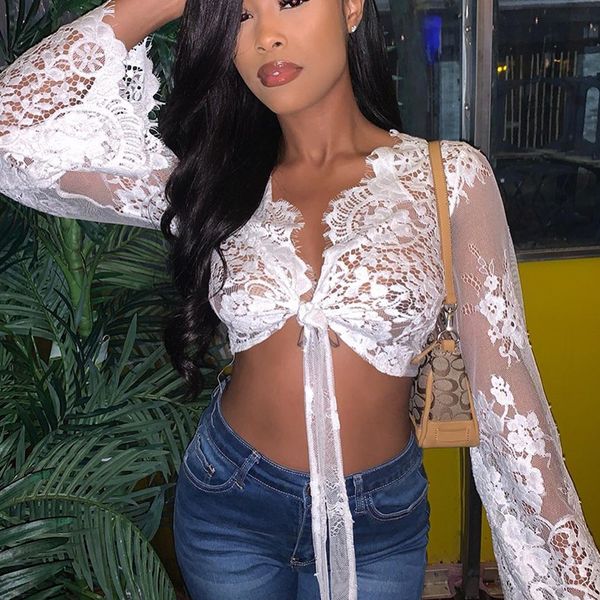 2021 new shirt hollow perspective open back and navel lace up long sleeve women's wear
2021 new shirt hollow perspective open back and navel lace up long sleeve women's wear