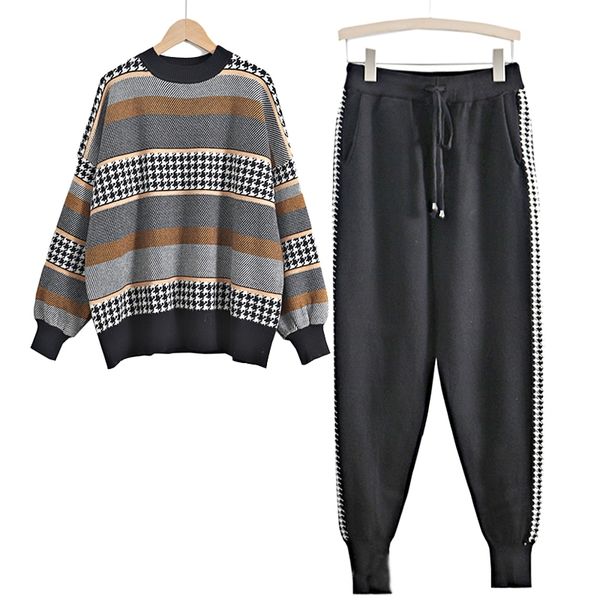 gigogou houndstooth knit 2 piece set tracksuits fall winter oversized women sweater + carrot harem pants color block sportsuit y201128, Gray
gigogou houndstooth knit 2 piece set tracksuits fall winter oversized women sweater + carrot harem pants color block sportsuit y201128, Gray