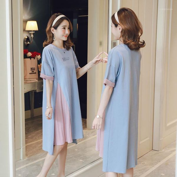 8812# maternity clothes summer pleated cotton patchwork short sleeve loose stylish dress for pregnant women mom dress1, White
8812# maternity clothes summer pleated cotton patchwork short sleeve loose stylish dress for pregnant women mom dress1, White