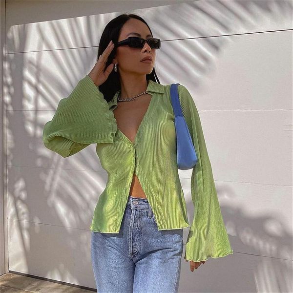 women's blouses & shirts 2022 long sleeve blouse women solid color lapel single breasted shirt autumn casual loose elegant female, White
women's blouses & shirts 2022 long sleeve blouse women solid color lapel single breasted shirt autumn casual loose elegant female, White