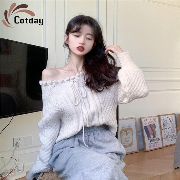 women's sweaters cotday ribbed cropped loose slash neck women vintage knitted tender pullovers sweet autumn fashion femme, White;black
women's sweaters cotday ribbed cropped loose slash neck women vintage knitted tender pullovers sweet autumn fashion femme, White;black