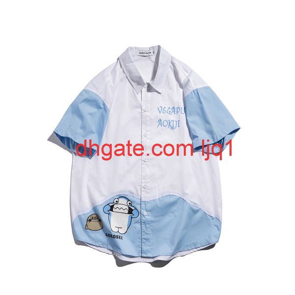 cartoon printed short sleeve shirt men's fashion brand contrast stitching 5-sleeve harajuku fashion loose half sleeve, White;black
cartoon printed short sleeve shirt men's fashion brand contrast stitching 5-sleeve harajuku fashion loose half sleeve, White;black
