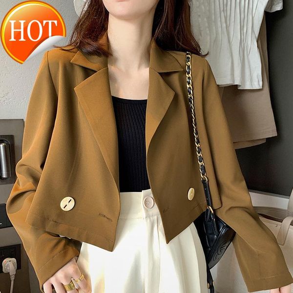 feminino women cropped blazers casual long sleeve solid brown short jacket coat ladies office work outerwear, White;black
feminino women cropped blazers casual long sleeve solid brown short jacket coat ladies office work outerwear, White;black