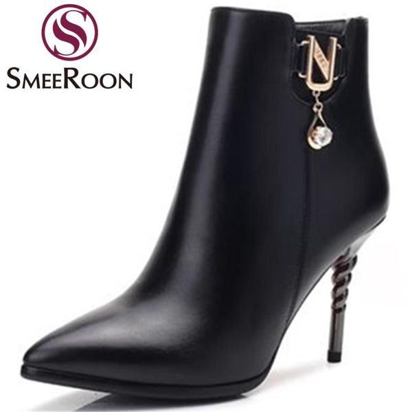 smeeroon thin high heels ankle boots for women pointed toe office boots keep warm winter simple shoes with crystal, Black
smeeroon thin high heels ankle boots for women pointed toe office boots keep warm winter simple shoes with crystal, Black