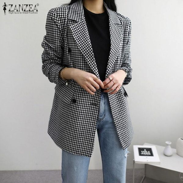fashion plaid check blazers zanzea women long sleeve double-breasted blazer suits autumn work jackets casual thin outwear, White;black
fashion plaid check blazers zanzea women long sleeve double-breasted blazer suits autumn work jackets casual thin outwear, White;black