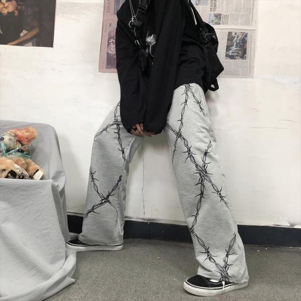 harajuku retro women pants thorns printed elastic waist loose wide leg pants fashion streetwear grunge dark casual unisex, Black;white
harajuku retro women pants thorns printed elastic waist loose wide leg pants fashion streetwear grunge dark casual unisex, Black;white