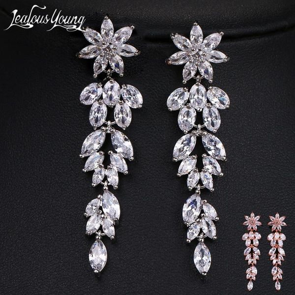 luxury marquise flower zirconia long dangle drop earrings for women brides wedding india jewelry gift, Silver
luxury marquise flower zirconia long dangle drop earrings for women brides wedding india jewelry gift, Silver