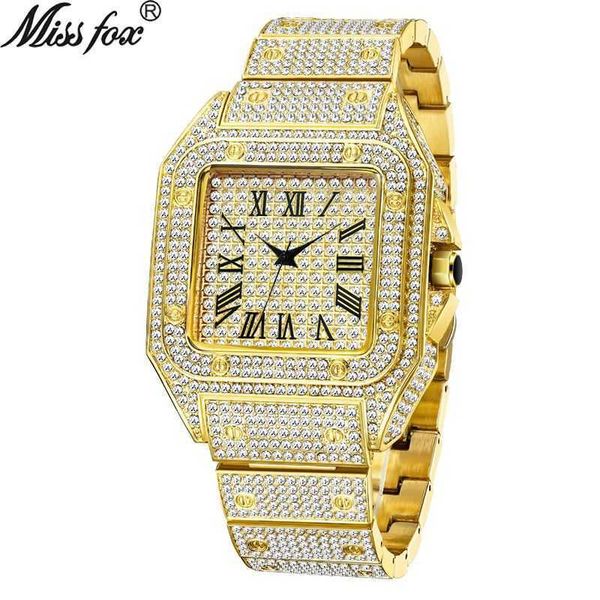 missfox golden roman high-grade hip-hop star studded square men's watch fashion quartz watch, Slivery;brown
missfox golden roman high-grade hip-hop star studded square men's watch fashion quartz watch, Slivery;brown