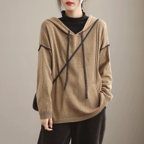 women's sweaters autumn winter women sweater retro loose all-match hooded casual inner wear knitting, White;black
women's sweaters autumn winter women sweater retro loose all-match hooded casual inner wear knitting, White;black