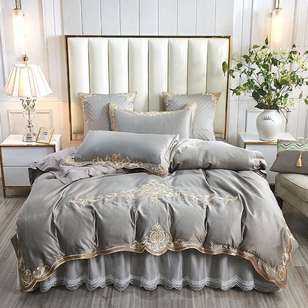 luxury gray satin silk cotton gold embroidery bedding set double textile bedskirt set cover linen duvet bed pillowcase lace home1
luxury gray satin silk cotton gold embroidery bedding set double textile bedskirt set cover linen duvet bed pillowcase lace home1