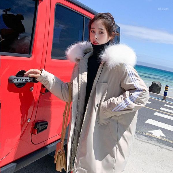 women winter coat 2020 fashion cotton padded warm big fur collar hooded loose parkas korean style female thick long jackets1, Black
women winter coat 2020 fashion cotton padded warm big fur collar hooded loose parkas korean style female thick long jackets1, Black