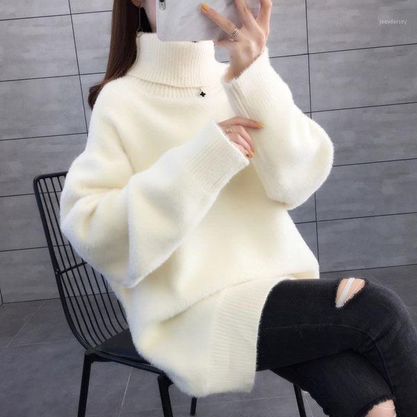 high neck mid length sweater for women loose wear mink like knitted bottoming shirt for women in autumn / winter 20201, White;black
high neck mid length sweater for women loose wear mink like knitted bottoming shirt for women in autumn / winter 20201, White;black
