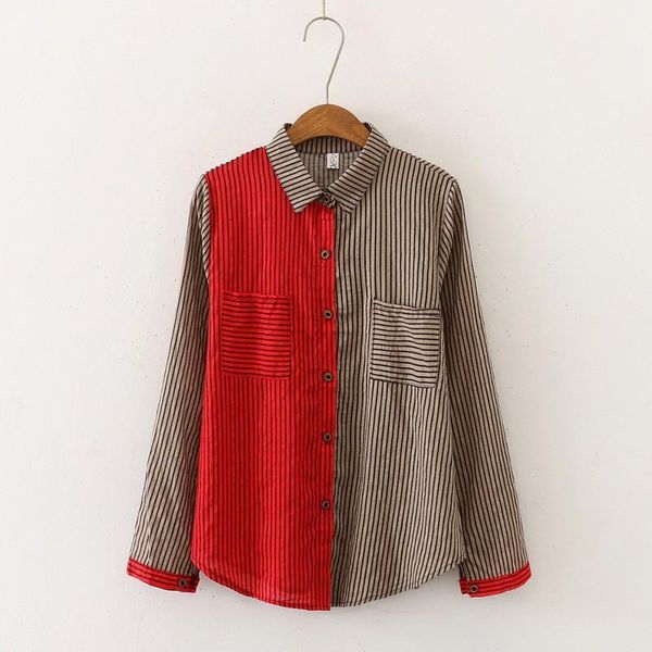 loose single-breasted long sleeve shirt women and blouses vintage autumn patchwork striped print lapel blouse1, White
loose single-breasted long sleeve shirt women and blouses vintage autumn patchwork striped print lapel blouse1, White