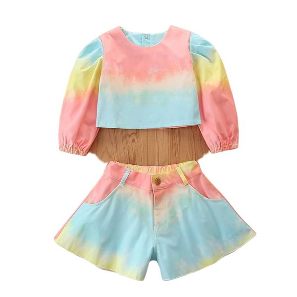 2021 spring new kids 2pcs sets girls tie dye printing colorful long puff sleeve +shorts fashion outfits children clothes e36, White
2021 spring new kids 2pcs sets girls tie dye printing colorful long puff sleeve +shorts fashion outfits children clothes e36, White