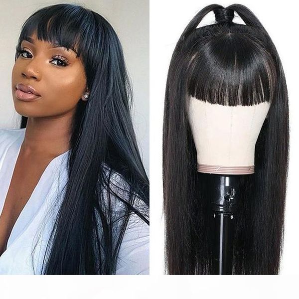 pre plucked human hair wigs with bangs silky straight brazilian remy glueless wig for black women 150% density non lace natural wig, Black;brown
pre plucked human hair wigs with bangs silky straight brazilian remy glueless wig for black women 150% density non lace natural wig, Black;brown