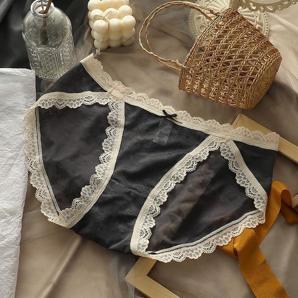 women's underwear french color contrast lace mesh lovely bow waist cotton antibacterial new women's triangle underwear2971, Black;pink
women's underwear french color contrast lace mesh lovely bow waist cotton antibacterial new women's triangle underwear2971, Black;pink