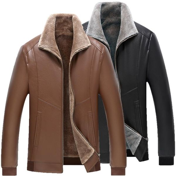 men's fur & faux winter men leather jackets and coats plus velvet thick jacket casual fashion stand collar daddy, Black
men's fur & faux winter men leather jackets and coats plus velvet thick jacket casual fashion stand collar daddy, Black