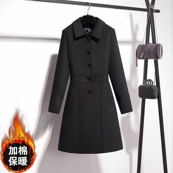 black professional woolen women's medium length cotton padded tweed coat jewelry store l winter
black professional woolen women's medium length cotton padded tweed coat jewelry store l winter