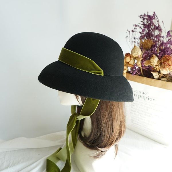 wide brim hats 202111-panshi- hepburn style grace color velvet ribbon lady wool bucket cap women fishermen hat, Blue;gray
wide brim hats 202111-panshi- hepburn style grace color velvet ribbon lady wool bucket cap women fishermen hat, Blue;gray