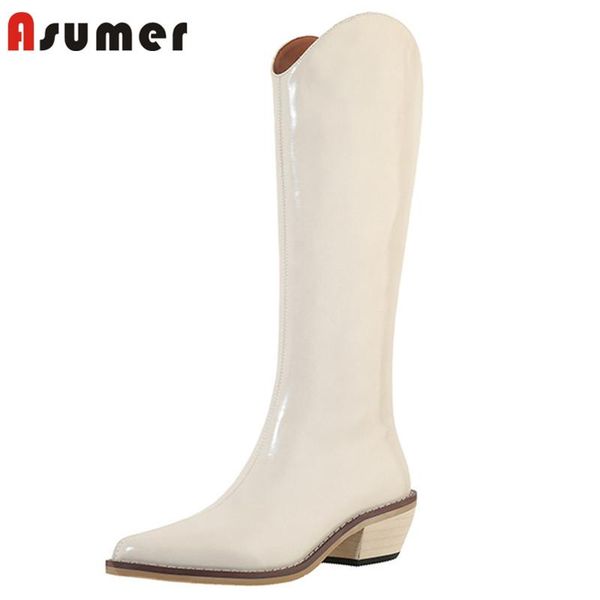 asumer 2021 new arrive women knee high boots genuine leather riding boots pointed toe thick heel winter shoes women, Black
asumer 2021 new arrive women knee high boots genuine leather riding boots pointed toe thick heel winter shoes women, Black
