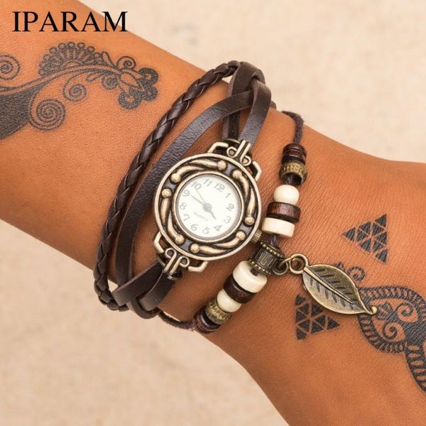 charm bracelets iparam 2021 fashion womens bracelet vintage weave wrap quartz pu leather leaf beads wrist watches lady watch relogio feminin, Golden;silver
charm bracelets iparam 2021 fashion womens bracelet vintage weave wrap quartz pu leather leaf beads wrist watches lady watch relogio feminin, Golden;silver