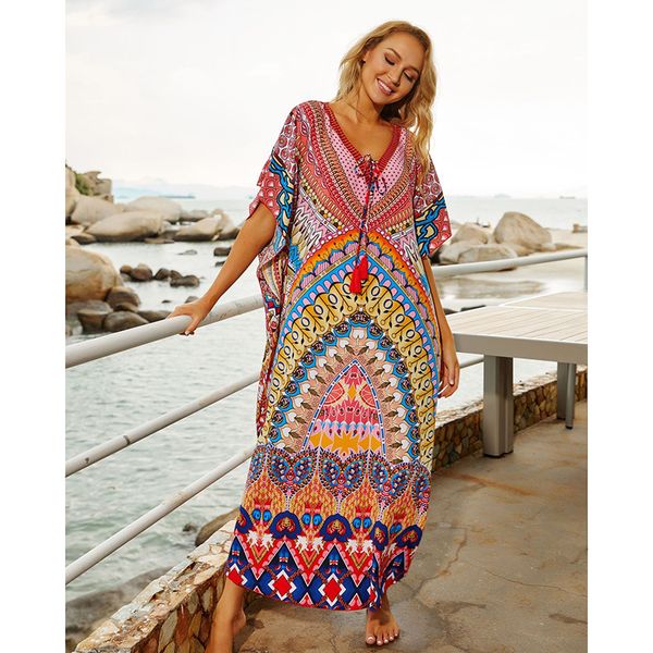 plus size print beach dress robe de plage swimsuit cover up pareos de playa mujer bathing suit cover ups sarong tunic for beach y200708, Black;gray
plus size print beach dress robe de plage swimsuit cover up pareos de playa mujer bathing suit cover ups sarong tunic for beach y200708, Black;gray