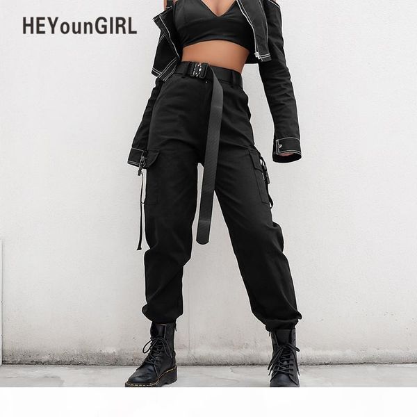 heyoungirl streetwear cargo pants women casual joggers black high waist loose female trousers korean style ladies pants capri c18111201, Black;white
heyoungirl streetwear cargo pants women casual joggers black high waist loose female trousers korean style ladies pants capri c18111201, Black;white